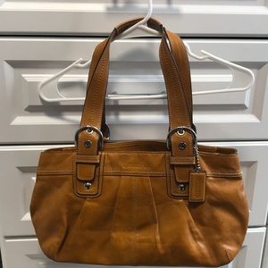 Tan leather Coach purse; great condition